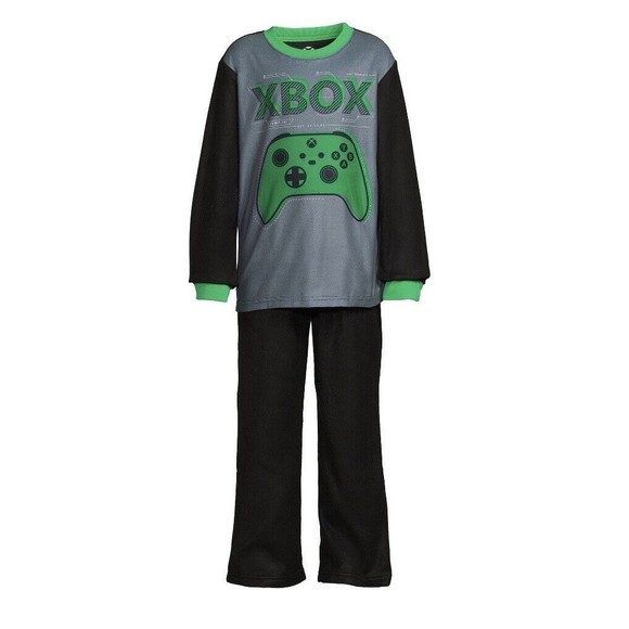 NIP XBOX Gaming Boys PJ’s Long Sleeve Pants 2pc Set Green Fleece 6/7 - Picture 1 of 5